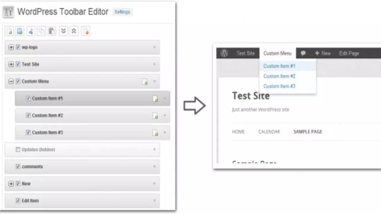 Admin Menu Editor - Toolbar Editor